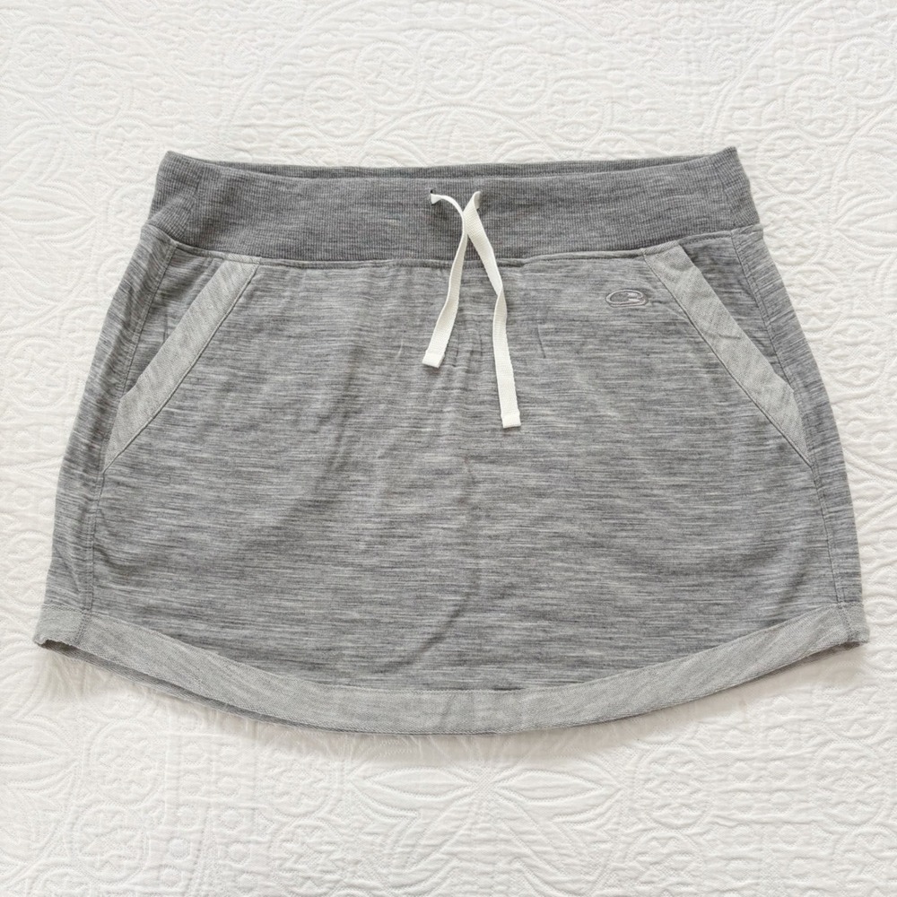 Icebreaker Merino Wool Zoya Activewear Skirt, Heathered Grey Sz M